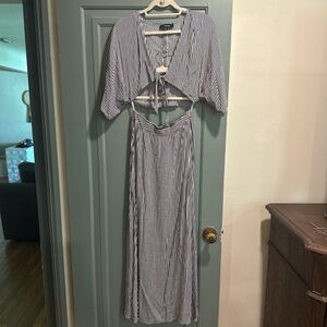 Aakaa Black & White Striped 2 Piece Set Size Small